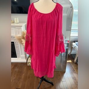 BNWT Pink Boho Dress with Lace Sleeves seems smaller for 1x